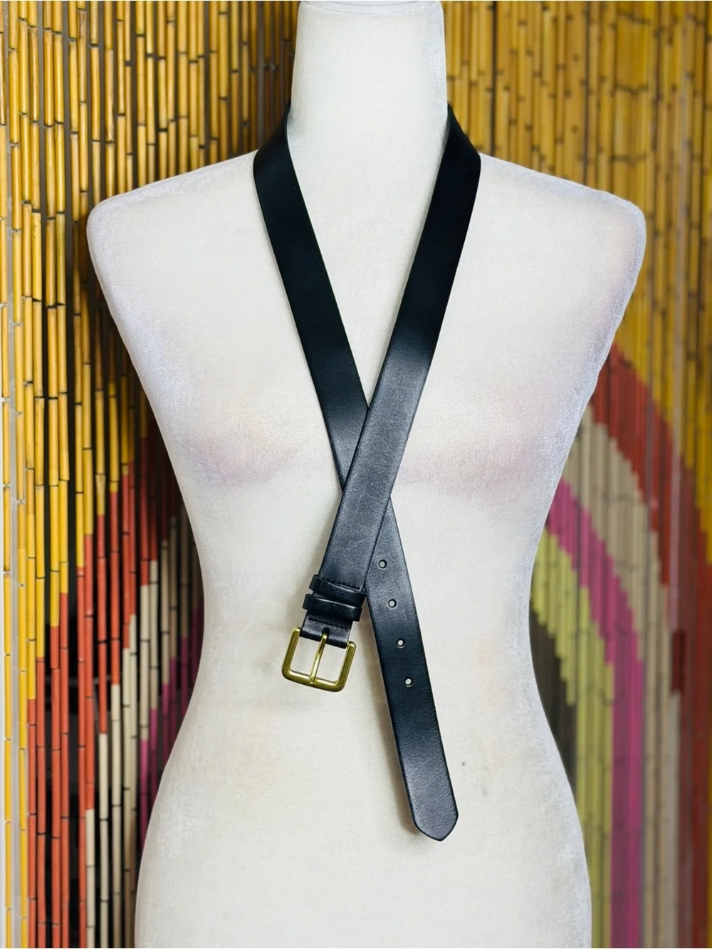 Vintage J.Crew Black Italian Leather Belt Made in USA - Picture 6 of 6